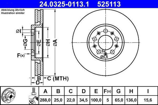 Brake Disc Audi A1 8x1 8xk 8xf Ate 24032501131