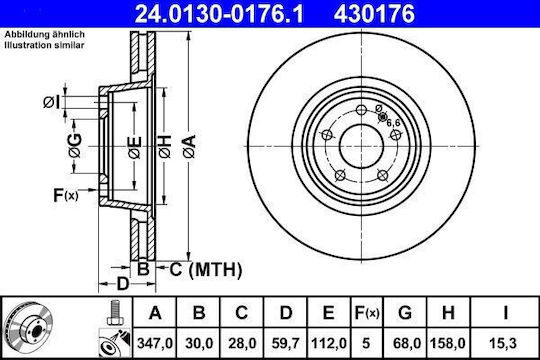 Brake Disc Audi A6 4f2 C6 Ate 24013001761