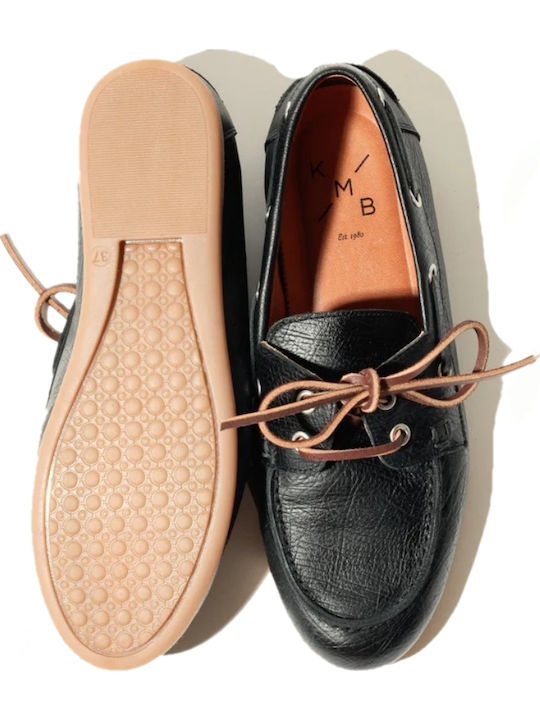 Leather Women's Boat Shoes in Black Color