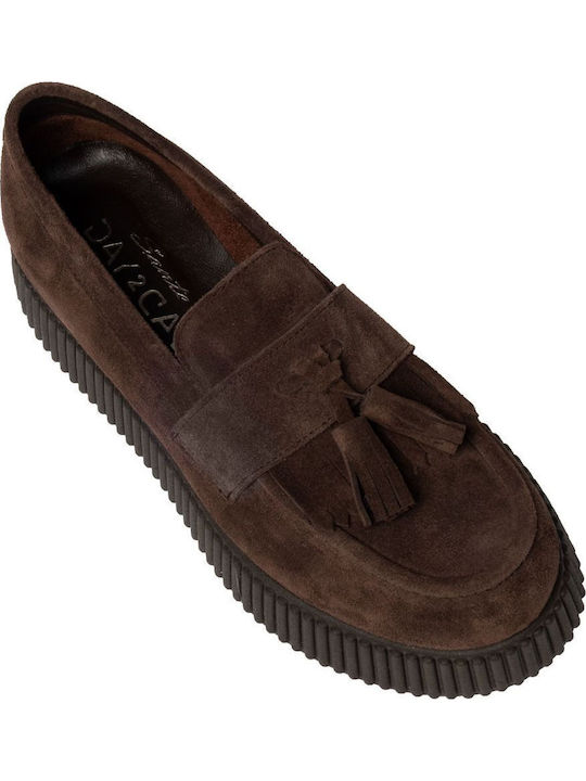 Leather Women's Loafers in Brown Color