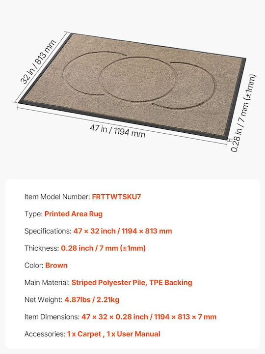 Vevor Εμπρόσθιο Χαλάκι Πόρτας 1194 X 813 Mm Εμπορικό Χαλάκι Δαπέδου Εσωτερικούς Εξωτερικούς Χώρους Μοντέρνο Στυλάτο Χαλί Υπόστρωμα Tpe Βαρέως Τύπου Πλενόμενο Βιομηχανικό Χαλί Εισόδου Διάδρομο Μπαλκόνι Γκαράζ Καφέ