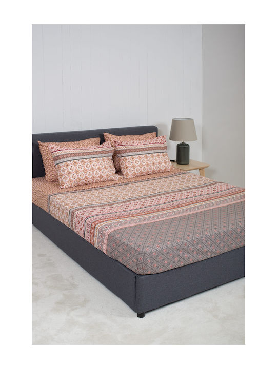 Viokarpet Sheet Sets King Size 270x280cm. Nordic 856 Lampeter Orange 4pcs