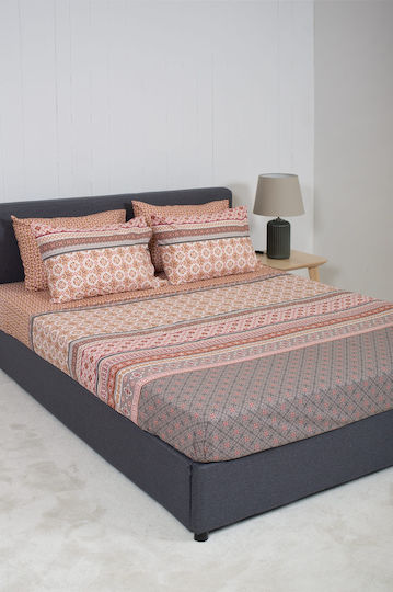 Βιοκαρπέτ Nordic 856 Lampeter Σετ Σεντόνια King Size 270x280εκ. Πορτοκαλί (4τμχ)