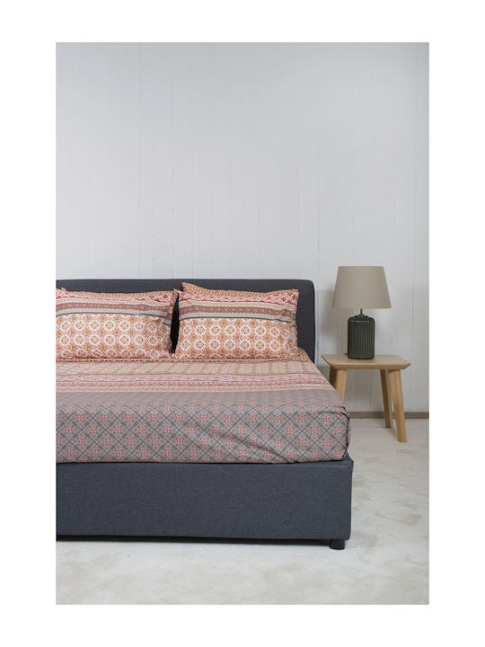 Viokarpet Sheet Sets King Size 270x280cm. Nordic 856 Lampeter Orange 4pcs