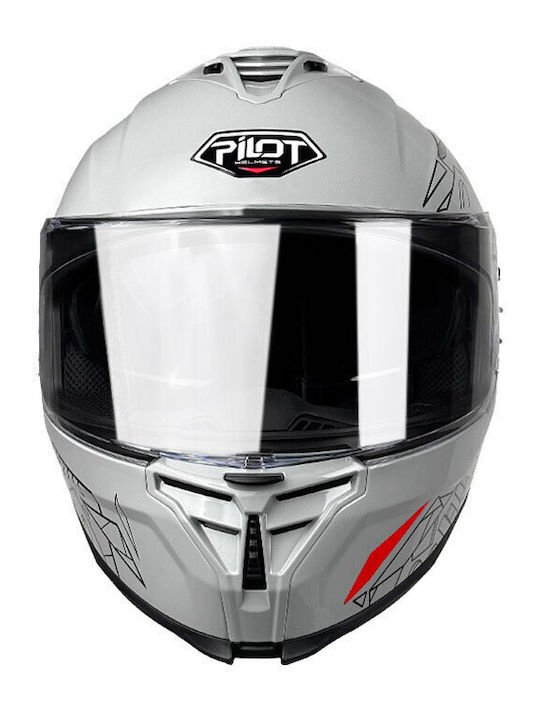 Pilot Corsair SV Grey Gloss Motorradhelm Volles Gesicht ECE 22.06 1550gr mit Pinlock und Sonnenblende