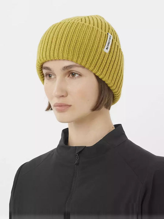 Beanie Unisex Σκούφος Πλεκτός σε Κίτρινο χρώμα