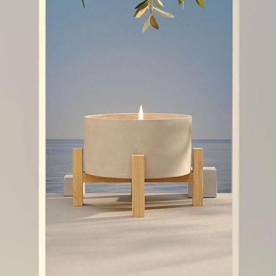 Bougies La Francaise Outdoor Borcan Beton Lumânare Aromatică Citronella Suport Din Lemn 930 Gr