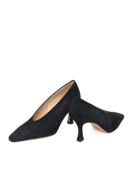 Leder Pumps mit hohem Absatz Schwarz