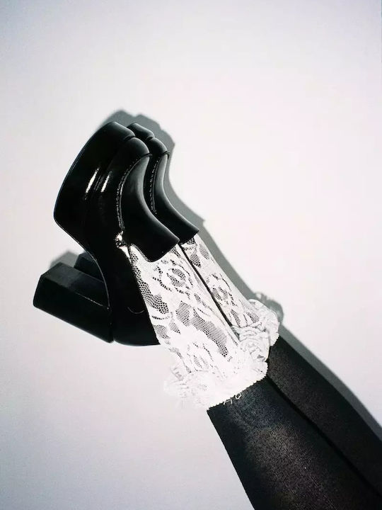 Leder Pumps mit hohem Absatz Schwarz