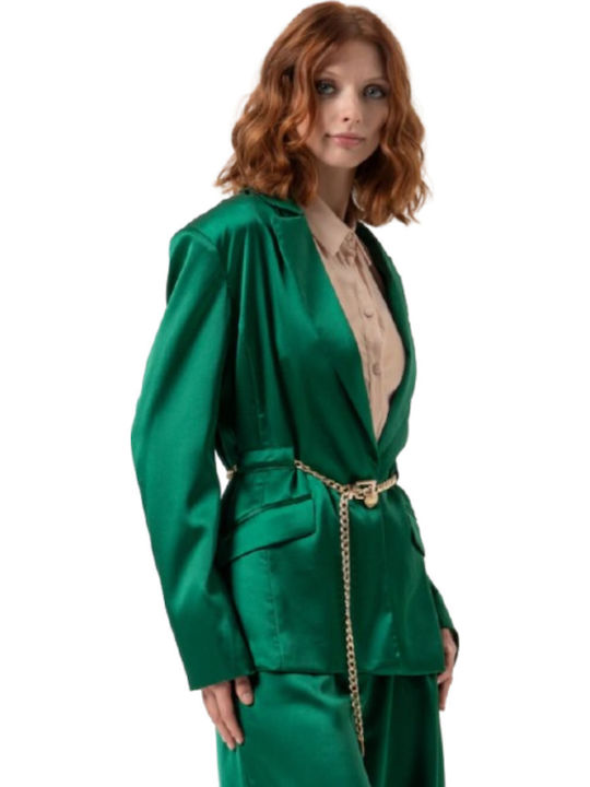 Fracomina Μακρύ Γυναικείο Σακάκι Emerald