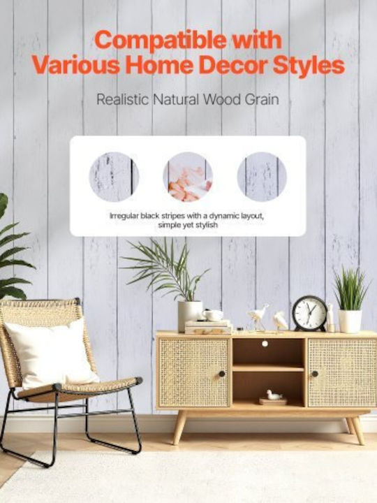 Vevor Self-Adhesive Wallpaper 45cm X 12m White Wood Texture Waterproof Bzccbzjkd404rnwrj001v0