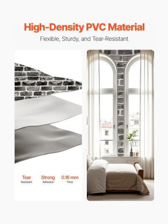 Vevor Self-Adhesive Wallpaper 45cm X 10m Gray Brick Waterproof Bedroom Bzccbzjkd40453kqp001v0