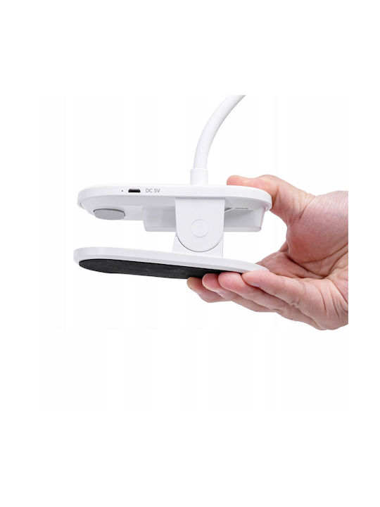 Aigostar Rechargeable LED Office Lamp with Flexible Arm and Clip in White Color