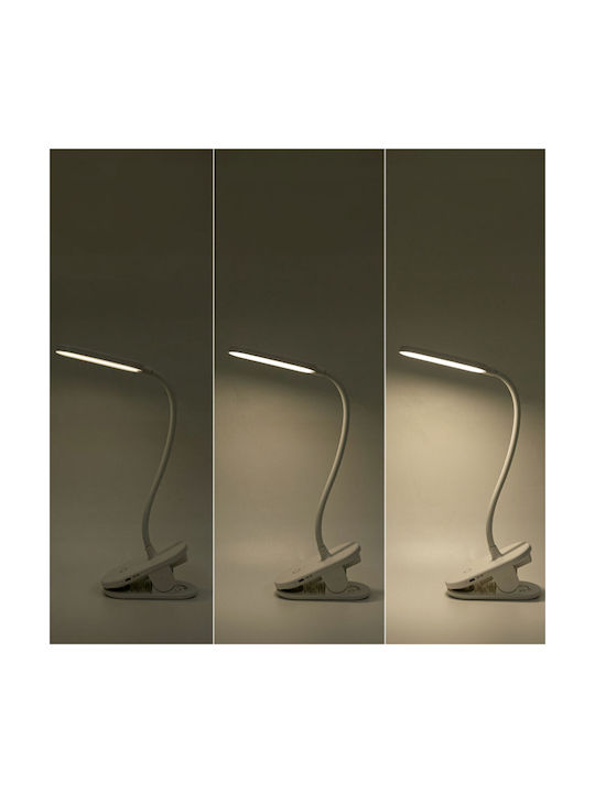 Aigostar Rechargeable LED Office Lamp with Flexible Arm and Clip in White Color