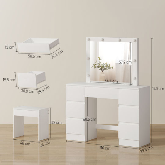 Makeup Dressing Table White 110x39.5x140cm Makeup Dressing Table White 110x39.5x140cm