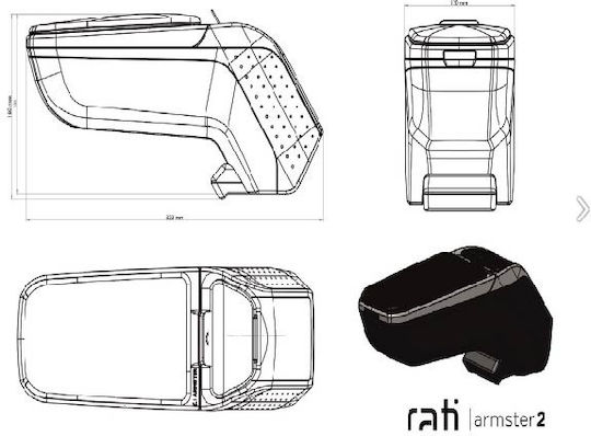 Rati Armster Car PU Armrest for Fiat 500e 2020 Silver