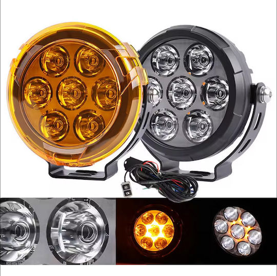 Aluminum Projectors Pair LED IP67 13cm 2 x 35W 6000 Lumen 6000K + Yellow Covers