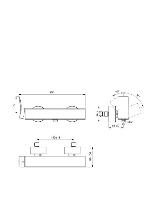 Ideal Standard Αναμεικτική Μπαταρία Μπανιέρας Γκρι