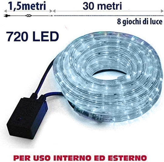 Christmas Light Tube Cold White 220V 720 Light Bulbs Programmable 30m IP44