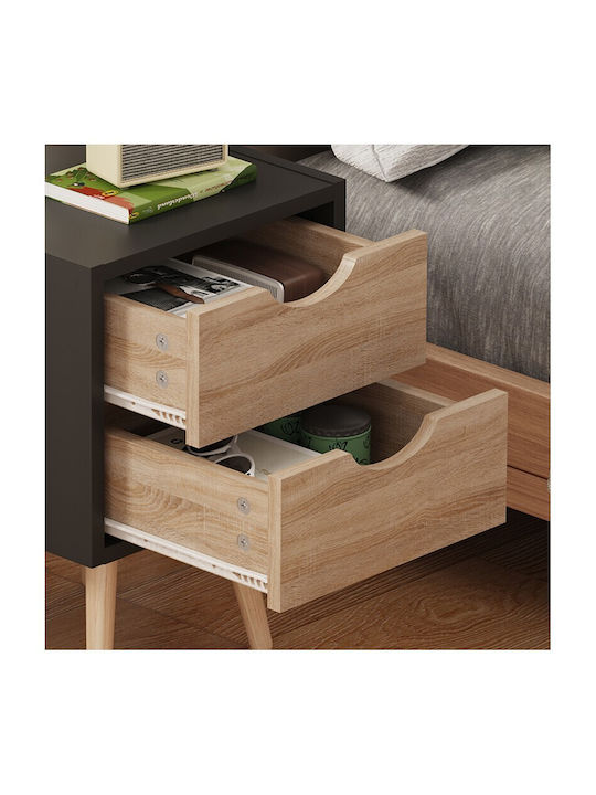 Nachttisch Holz Schwarz 29.7x29.7x45cm