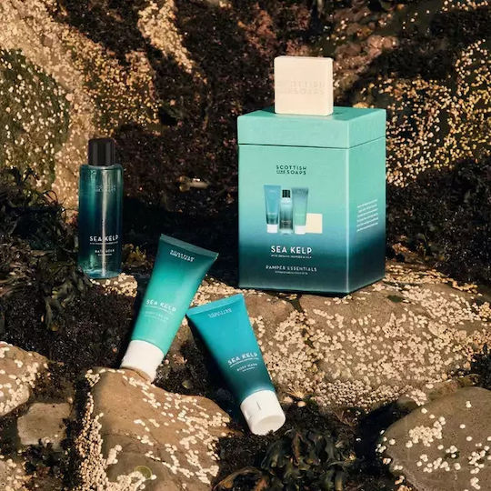 The Scottish Fine Soaps Sea Kelp Travel Set For Body Cleaning And Moisturizing 4 Pieces