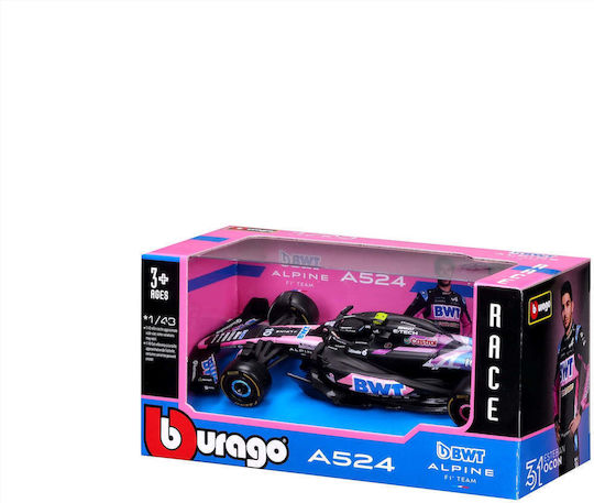 Bburago 18-38219 Метална Количка Формула 1 Alpine Bwt A524 #10 Gasly Мащаб 1:43