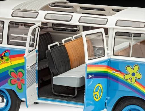 Revell Volkswagen T1 Samba Bus "Flower Power" Modeling Figure Car 169 Pieces in Scale 1:24 18.1cm.