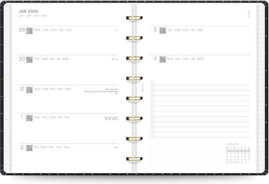 Ημερολόγιο Εβδομαδιαίο 2026 Filofax Α5 Moonlight Black