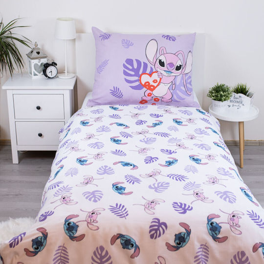 Disney Lilo And Stitch Kinderbettbezug Einzel Baumwolle Lila 140x200cm