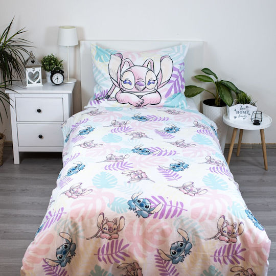 Disney Lilo And Stitch Set Kids Duvet Cover Single with Pillowcase Cotton Multicolored 140x200cm