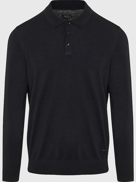 Polo Langarmbluse Schwarz