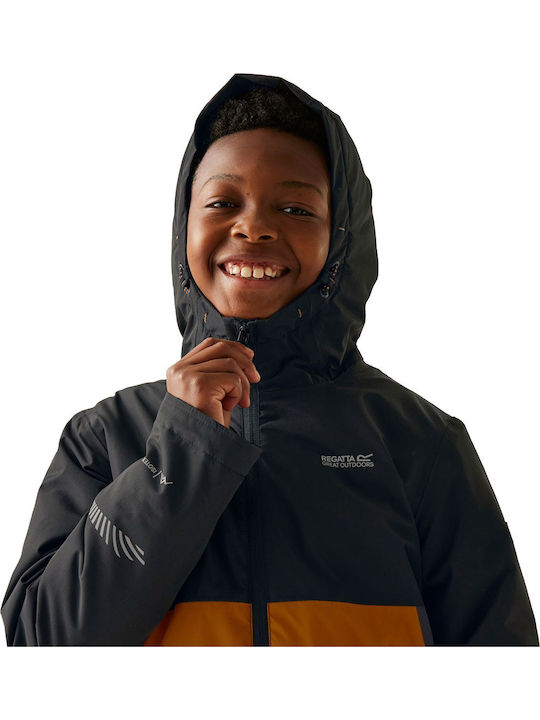 Waterproof Kids' Casual Jacket Windproof with Lining & Hood Black