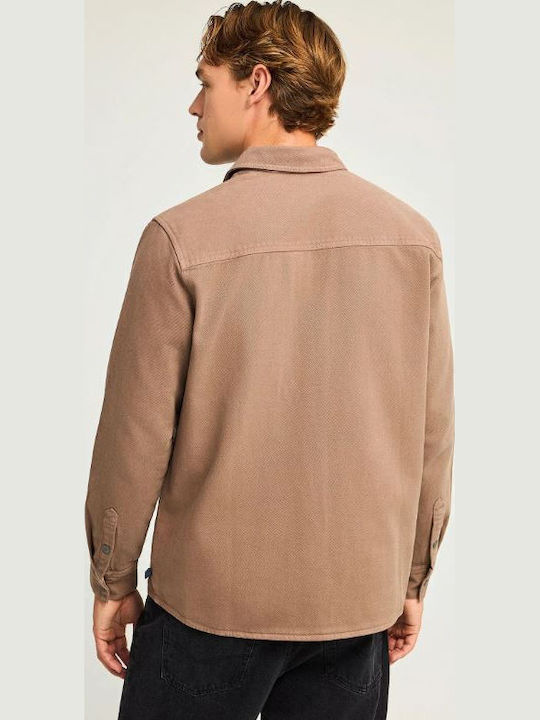 Long Sleeve Denim Overshirt Brown