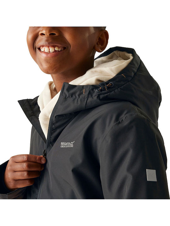 Waterproof Kids' Casual Jacket Windproof with Lining & Hood Black