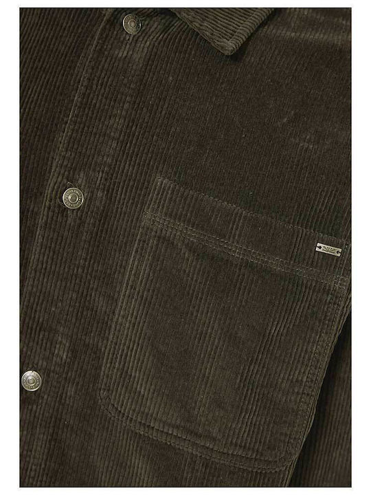 Дълъг Ръкав Рипсено Кадифе Overshirt Зелен
