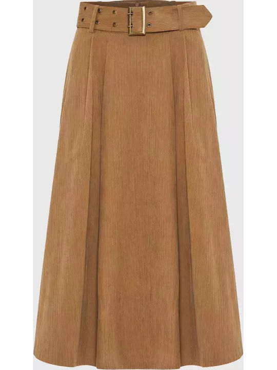 High-waisted Midi Skirt Hazelnut