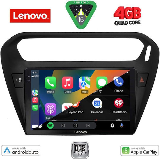 Lenovo Car Audio System for Peugeot 301 Citroen C-Elysee 2013 (Bluetooth/USB/WiFi/GPS/Apple-Carplay/Android-Auto) with Touch Screen 9"