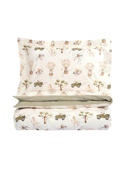 Das Home Set Kids Duvet Cover Single with Pillowcase Cotton Ivory Olive Green 160x240cm