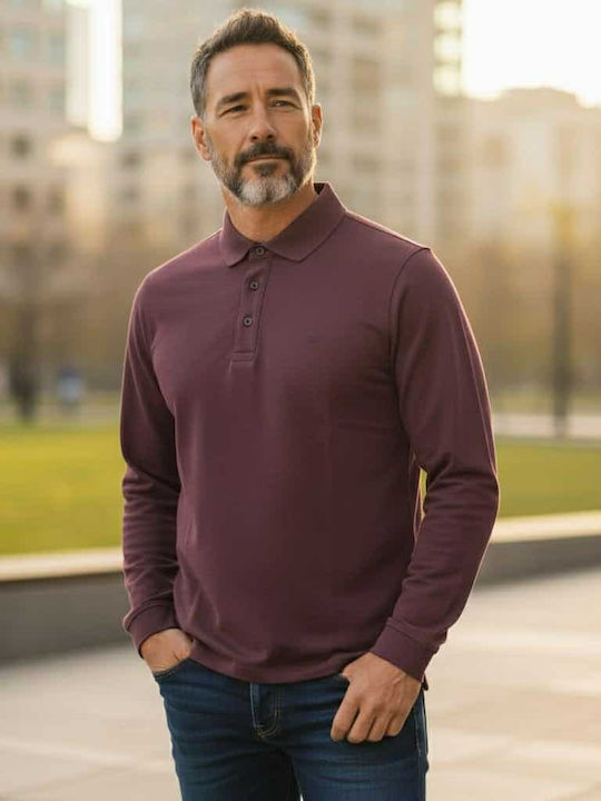 Polo Long Sleeve Burgundy Blouse