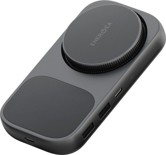 Energea Wireless Charger Qi2 with 2 USB-A Ports and 3 USB-C Ports 15W Power Delivery Gray (Widock Plus)