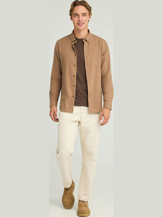 Long-sleeved Cotton Shirt Brown