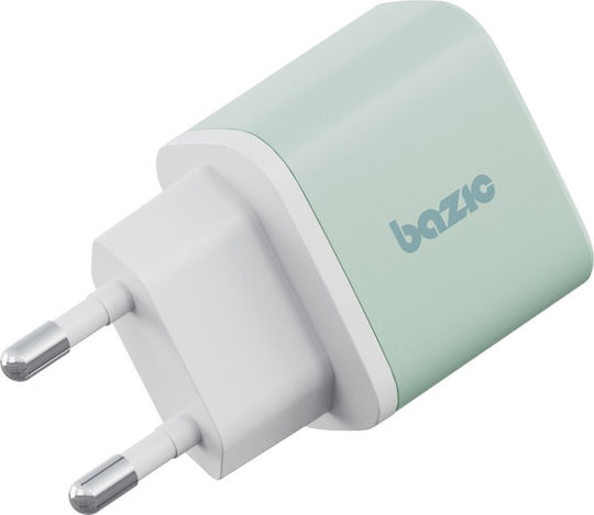 Bazic GaN с USB-A порт и USB-C порт и кабел USB-C - USB-C 35W Power Delivery / Quick Charge 3.0 Зелен (Goport Velox Kit)