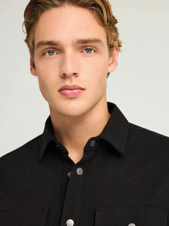 Long Sleeve Denim Overshirt Black