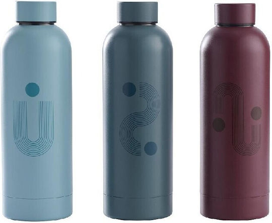 DAY Μπουκάλι Θερμός Ανοξείδωτο 500ml Γκρι Μπλε