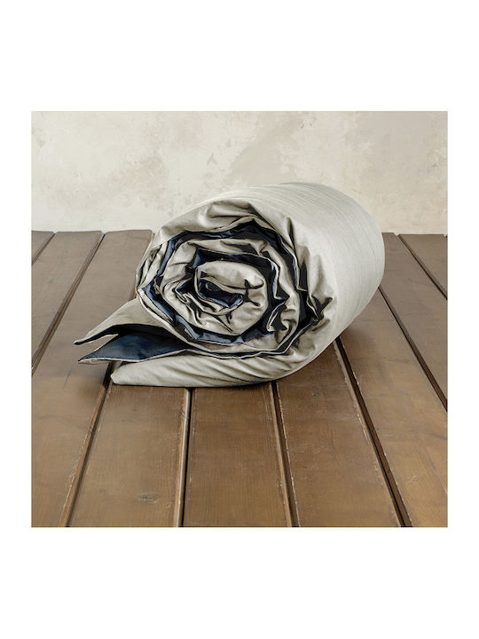Nima Плик за Завивка Памучен Кинг Сайз 220x240 Colors Oat Beige / Midnight Gray