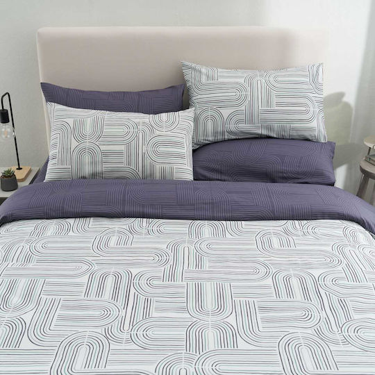 Vesta Home Duvet Cover Set Cotton Single with Pillowcase 170x240 Lorena Petrol-grey