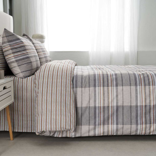 Vesta Home Bettbezüge Set Bristol Baumwolle 170x240cm Einzeln mit Kissenbezug Beiges