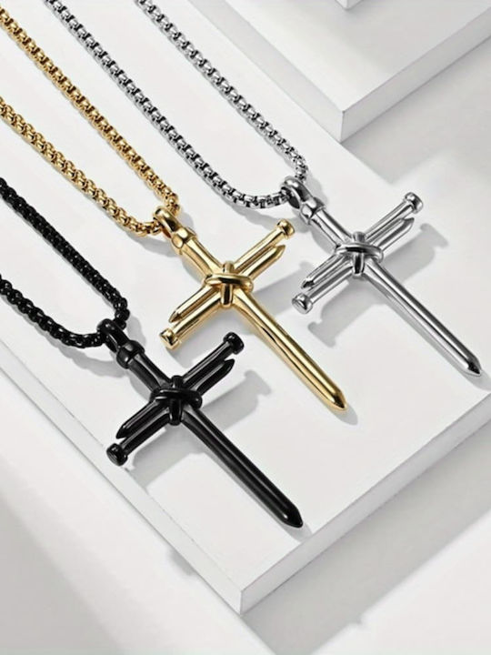 Vergoldeter Byzantiner Aufhängen mit Kette Schwarzer Kreuz Halskette Aus Nägeln Molfs Vergoldeter Byzantiner Aufhängen mit Kette Schwarzer Kreuz Halskette Aus Nägeln Molfs