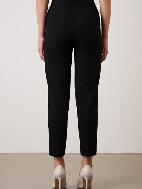 Women's High-waisted Fabric Trousers Slim Fit Black
