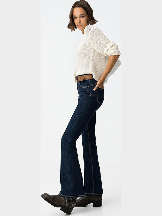 Γυναικείο Jean Παντελόνι Καμπάνα Push Up σε Bootcut Εφαρμογή Dark Blue